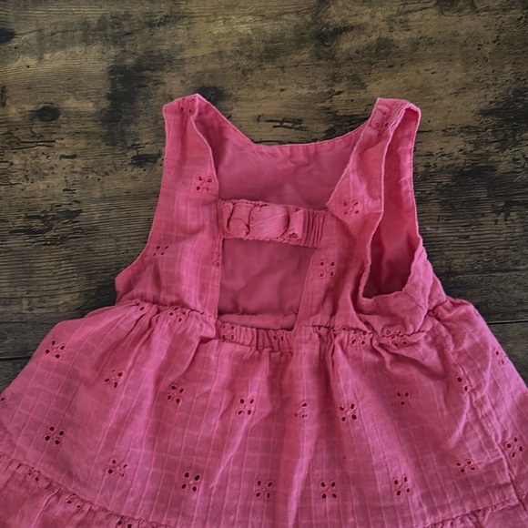 Coral Eyelet Bow Baby Dress - Picture 2 of 4